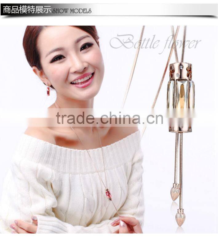 Elegant long chain glass bottle necklace Crystal 10478