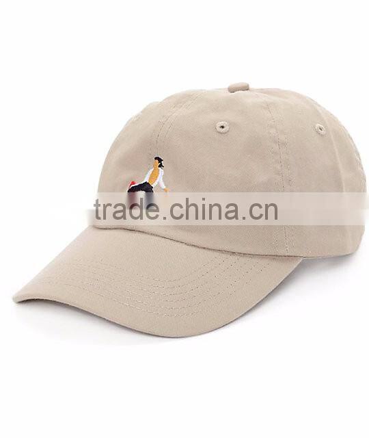 2016 Hot sales 100% cotton creamy colour metal buckle curved brim 2d embroidery baseball cap custom fashion men spandex dome cap