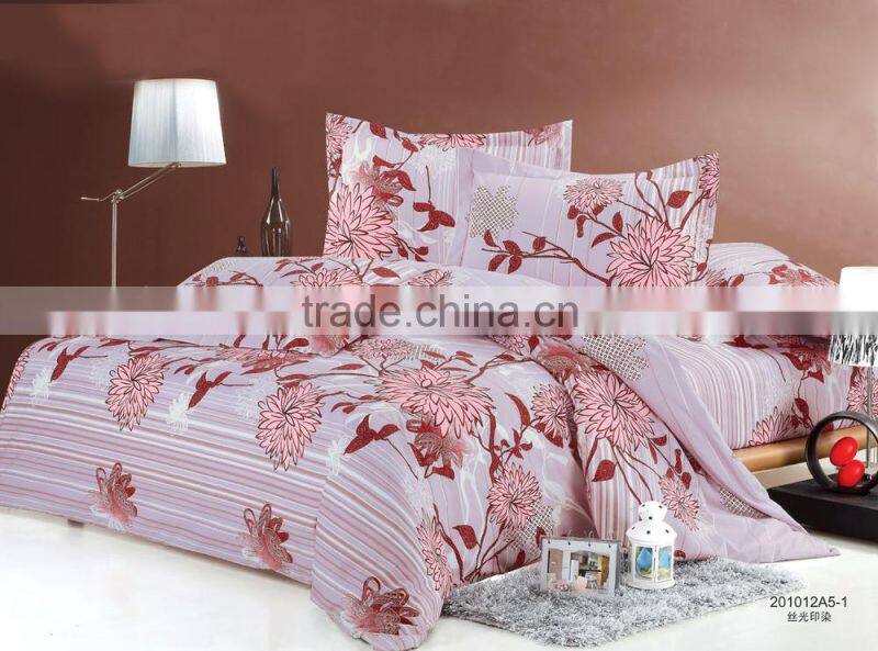 100% polyester microfiber pigment printing bedding set/bed cover hometextile fabric of flower design