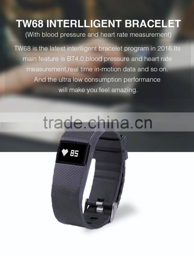 Fitness Heart Rate Smart band bracelet wristband tracker bluetooth 4.0 Watch TW68
