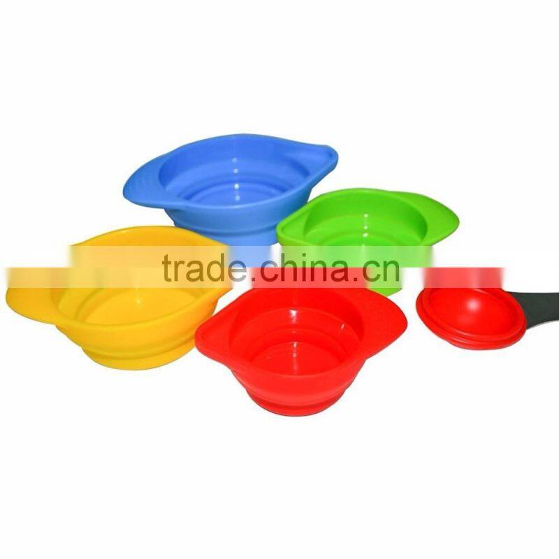 FDA silicone Stackable and Space Saving Foldable Silicone Measuring Cups Set Measuring tool