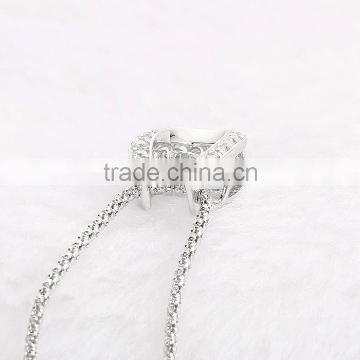 925 Sterling Silver Horse Shoe Shape Dancing Stone Pendant Necklace Jewelry SPG900W