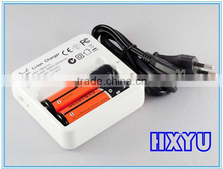 UL plugs 18650 Double rechargeable battery charger power bank external battery charger HXY-18650-2A