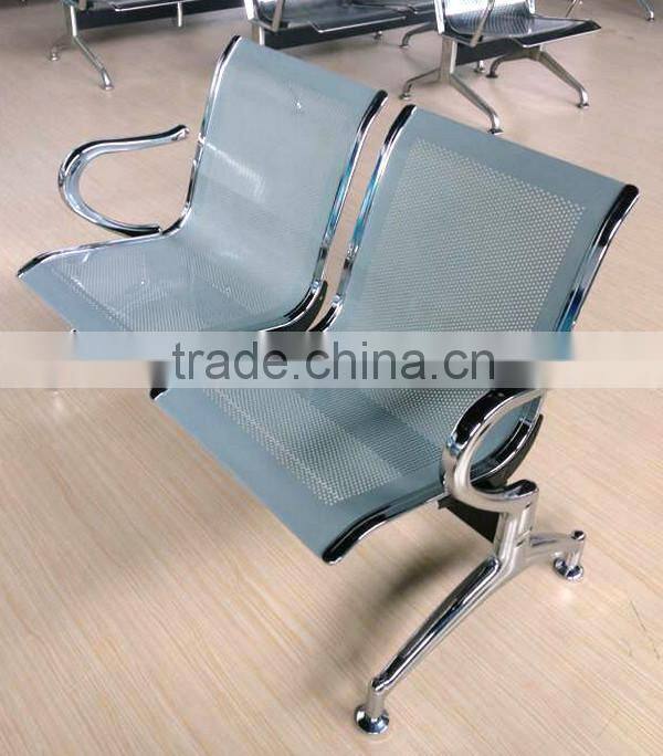 Two seater perforated chromed steel waiting room chair
