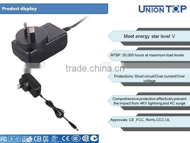 plug-in level VI 12v 1a power adapter with CE/FCC/LVD/RoHs