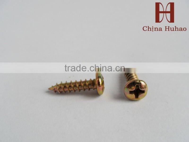22 A golden zinc pan head self tapping screw to Sheet metal processing