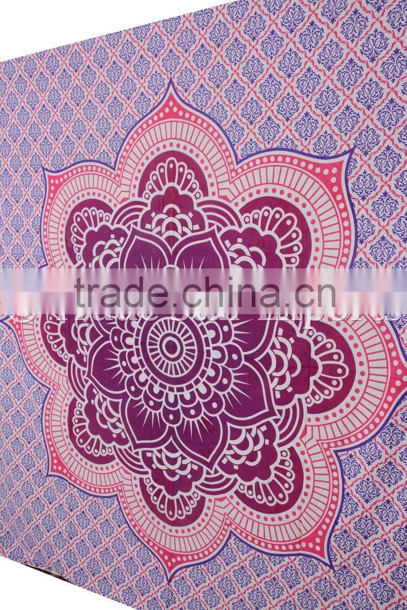 Indian Ombre Lotus Tapestry Psychedelic Mandala Wall Hanging Ethnic Bedspread Boho Wall Art Tapestry