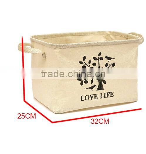 Decorative foldable canvas basket rectangular storage baskets with lids