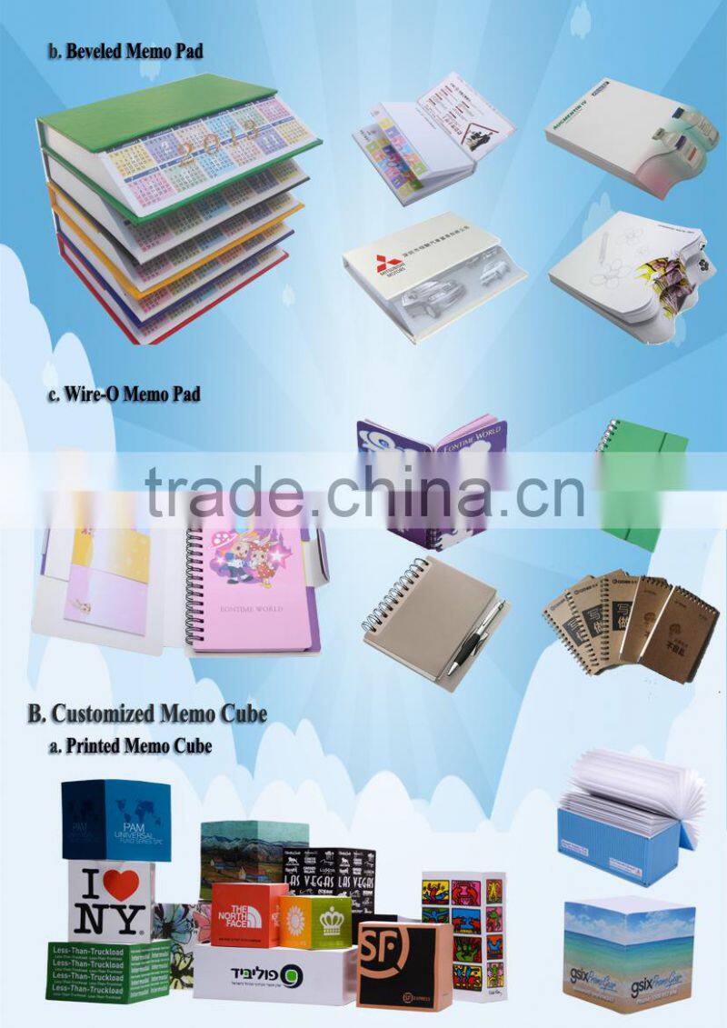 3*3 inch woodfree paper 4 sides logo printing notepad office supplies