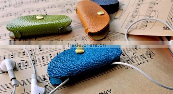 Boshiho leather design genuine leather Stylish Leather Earphone Pouch