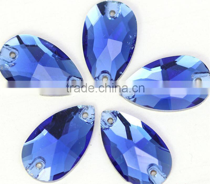 fashion teardrop flat back two holes crystal stone design for dresses