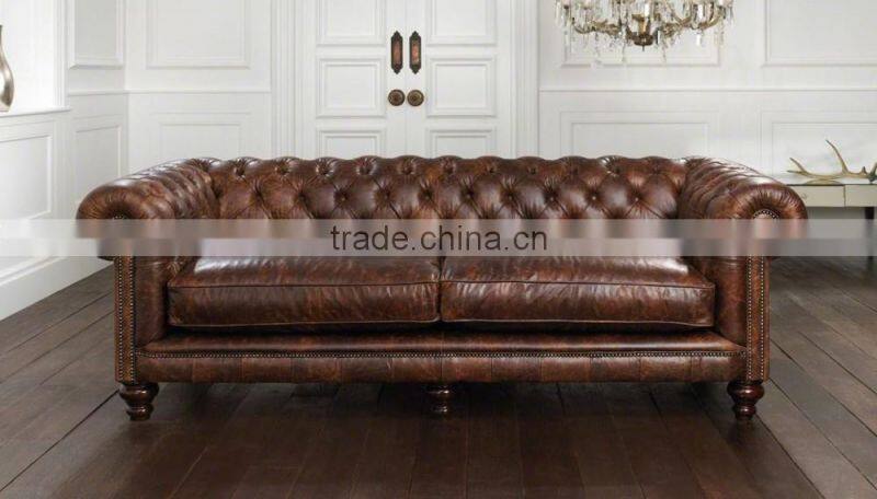 Hot sale factory price living room sofa leather chesterfield sofa