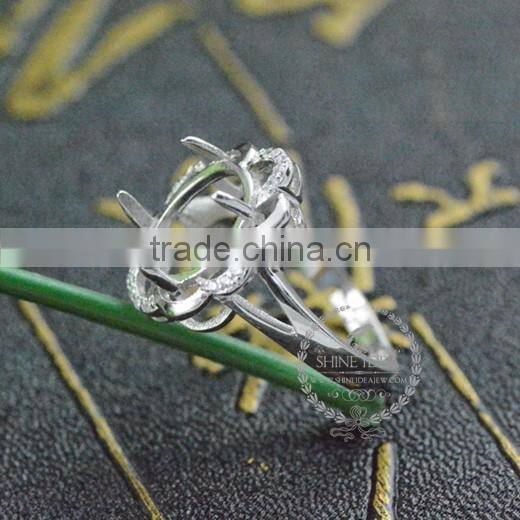 9*11mm 925 sterling silver oval bezel silvery prong setting ring base blank supplies DIY findings 1222007