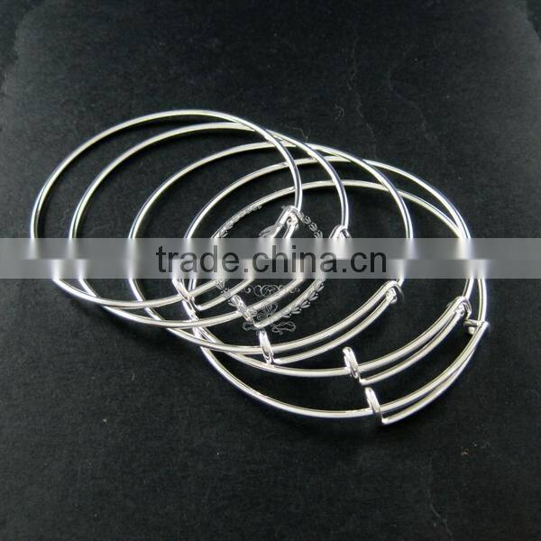 69mm diameter silver plated brass simple wiring bracelet for beading 1900099