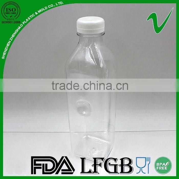 PET transparent empty square 1 litre yogurt plastic bottle