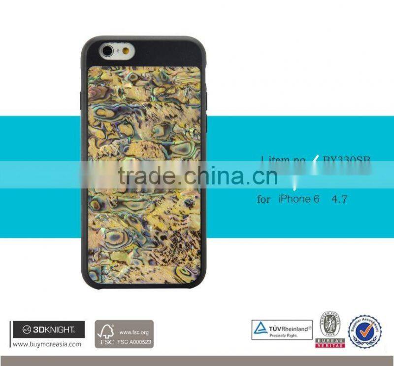 2016 New Products 100% natural seashell PC frame cell phone case for iphone 6s, hard case for iphone 6s plus phone case