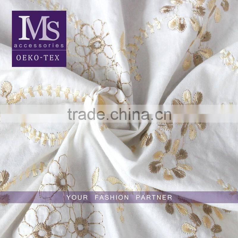100% cotton combed flower fabric with lace embroidered lace fabric china