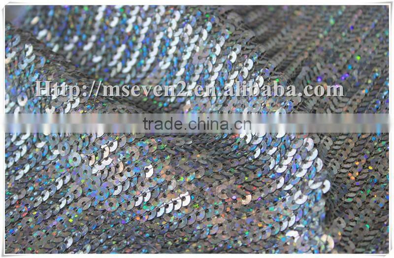 Trendy silver shiny sequins garment textile lace fabrics sequin cloth material fabric
