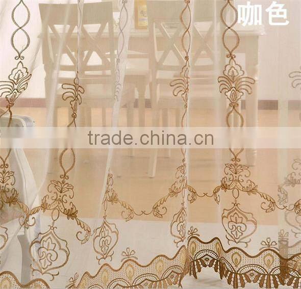 2015 High Quantity Flower Design Embroidered Voile Curtain Fabric