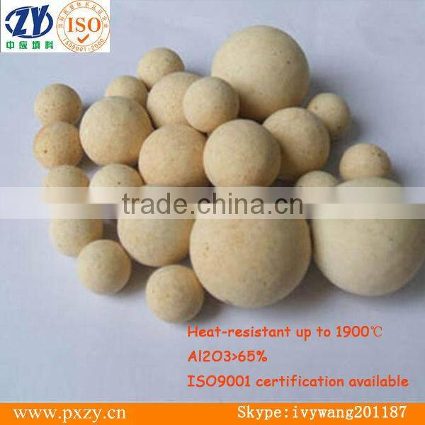 yellow ceramic ball,fire resistant ceramic ball,catalyst supporter,be used in hot blast stove and heat transformer