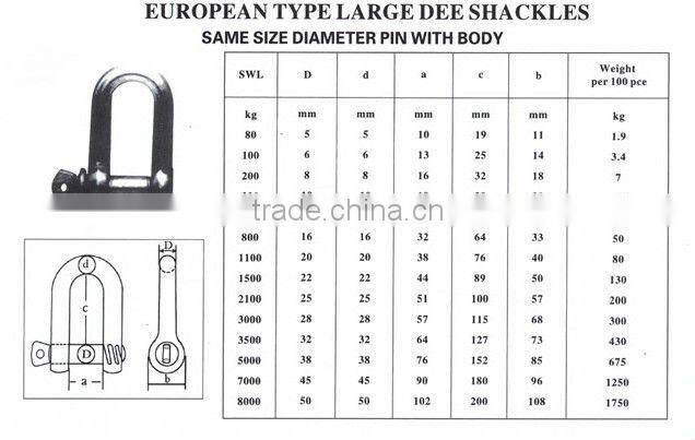 galvanized bolt type anchor d shackle