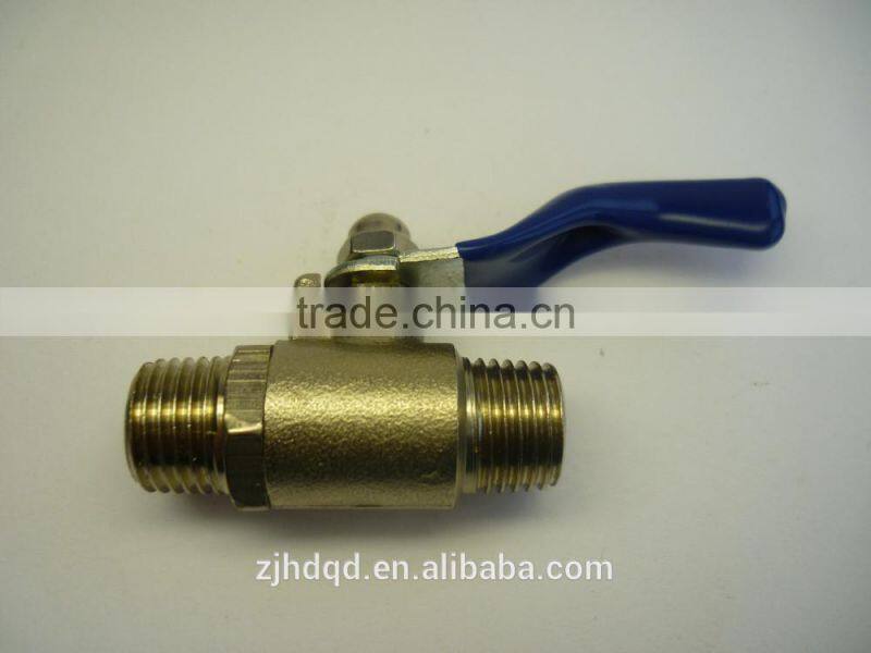 brass ball valve with blue hand shack ,1/4" 3/8" 1/2" male thread , brass with chrome planted body