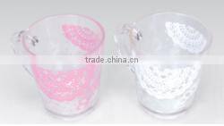 transparent plastic cup with handle