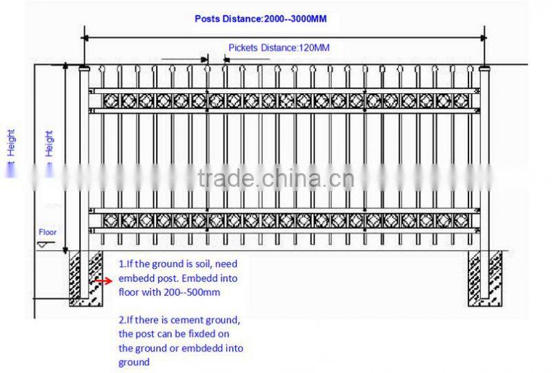 Ornamental steel bar fence panels for steel tube designs manufactory