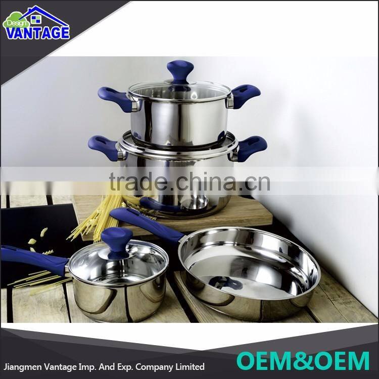 7pcs colorful cooking pot and frying pan bakelite handle non-stick cookware sets