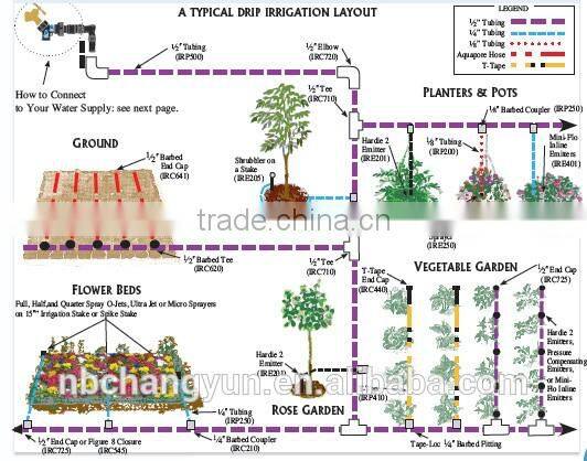 High quality drip irrigation system plastic barbed adaptor for drip line and PE pipe
