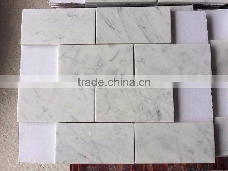 Rectangle carrara white marble mosaic tile