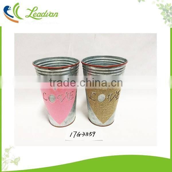 Hot sale tall galvanized metal bucket vase for wife birthday gift