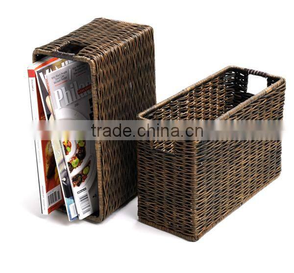 Hotsale light wicker magazine basket for storing books
