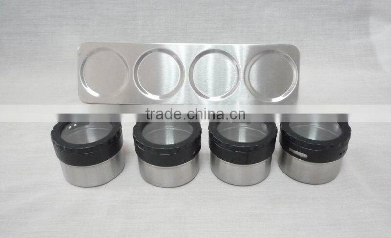 4pcs stainless steel spice jar with holder kitchenware