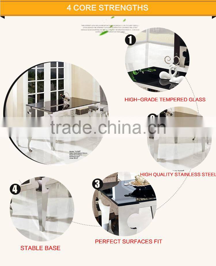 TH336 wholesale cheap tempered glass dining table