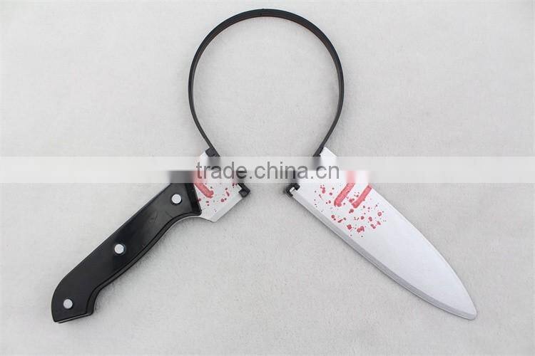 Halloween Bloody Knife Headband bayonet thru head