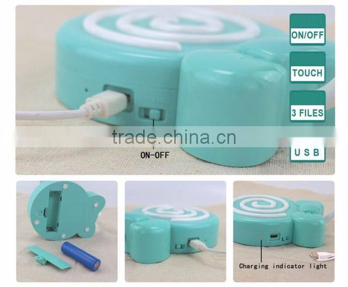 Cute Lollypop Shape Table Lamp With Touch Sensor, USD Charge LED Night Light For Study