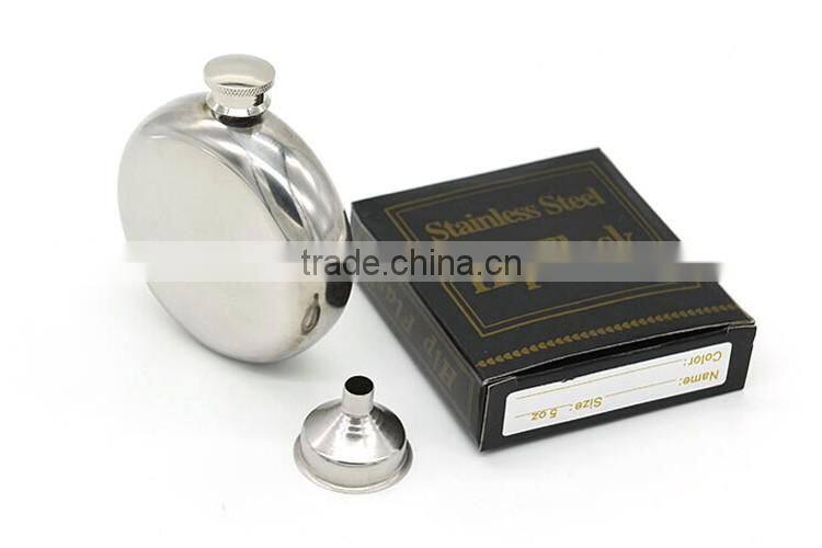5 OZ Mirror stainless steel flagon / stainless steel hip flask / stainless steel wine bottles (with small funnel)