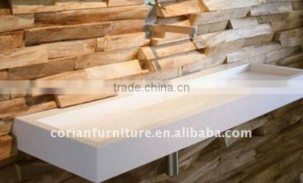 red corian made big size wall hung bathroom basin