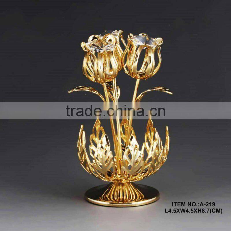 Gold Plated handmade decoration Flowers with brand crystal