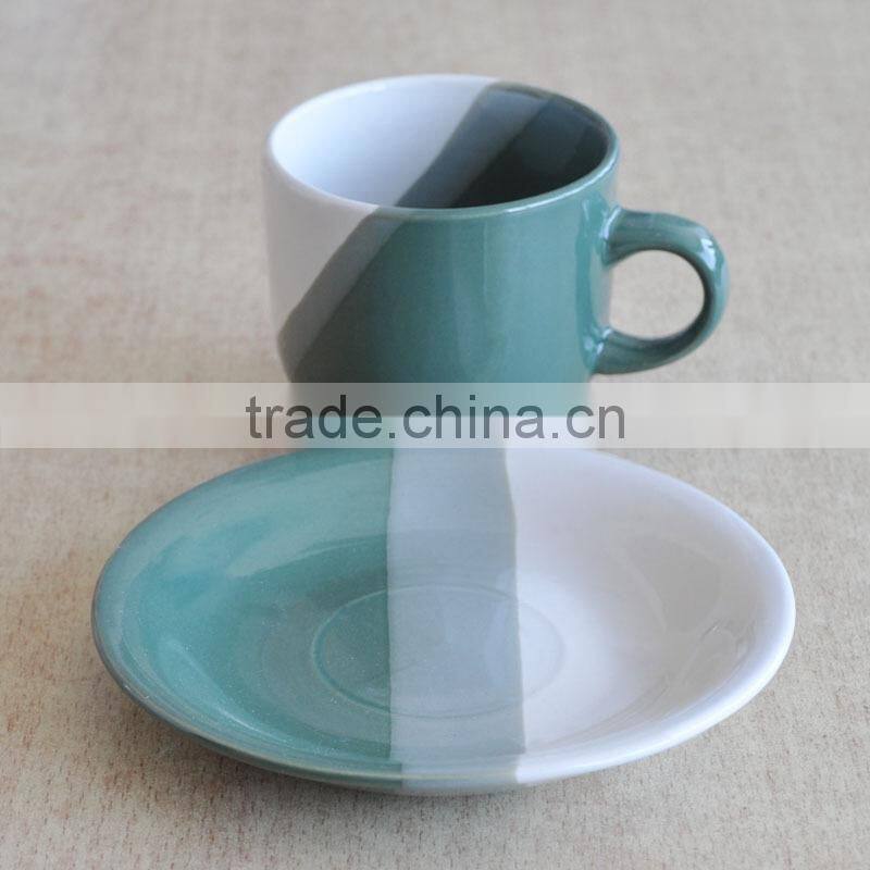 White Color 220CC Stoneware Cup and Saucer