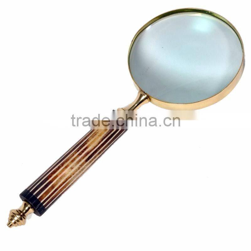 brass large magnifing glass for office used