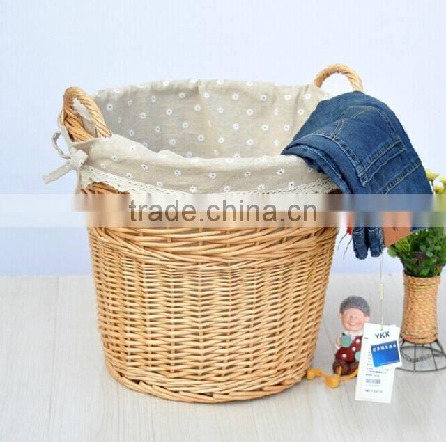 Hot sell large colored wicker recycle laundry basket with handles