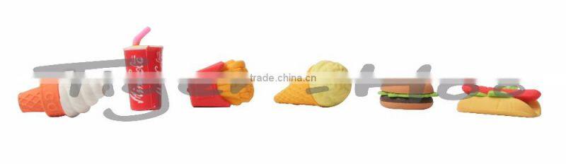 Custom Shape Novelty 6 PK Snack Shaped Eraser For Pencil