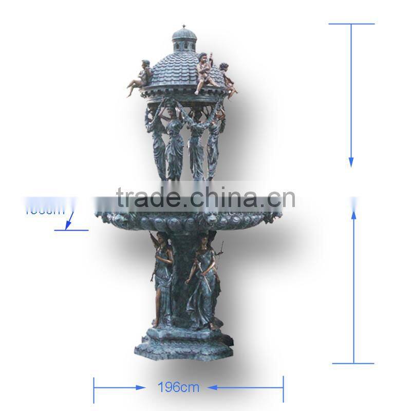 2015 hot sale mordern home decor bronze outside water fountain