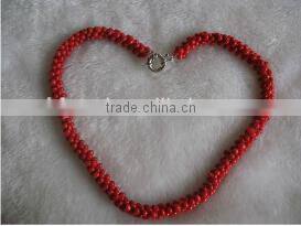 wholesale 17" 4mm red coral beads necklace jewelry set
