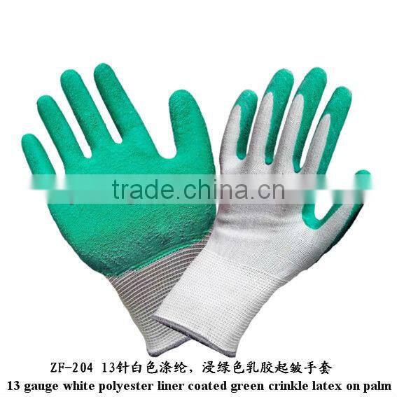 13 gauge white nylon coated green crinkle latex on palm