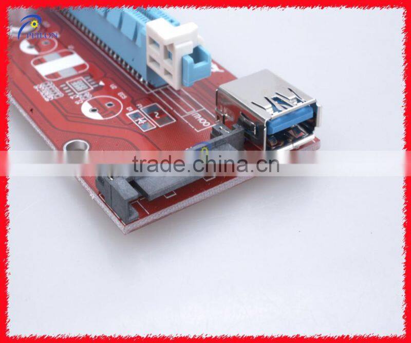 Newest PCIE 1X to 16X +USB 3.0 Extender Cable Sata to IDE 4PIN PCI-E Molex Risers with Power Supply for Bitcoin Litecoin Miner