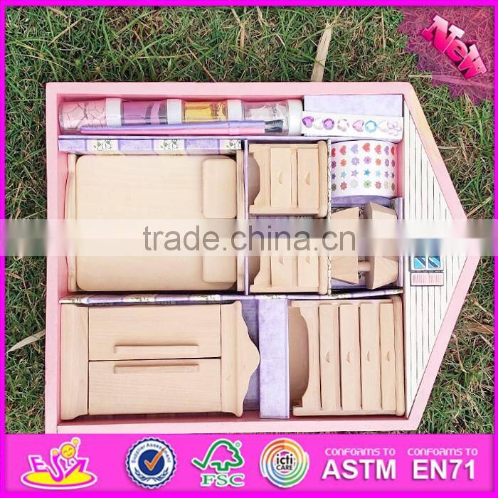 2017 Best kids doll furniture toys wooden coloring toy for sale W03A085-S