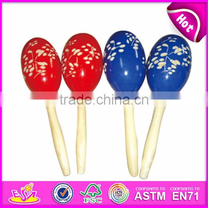 2017 Handmade toy percussion instrument wooden baby maracas for sale W07I059